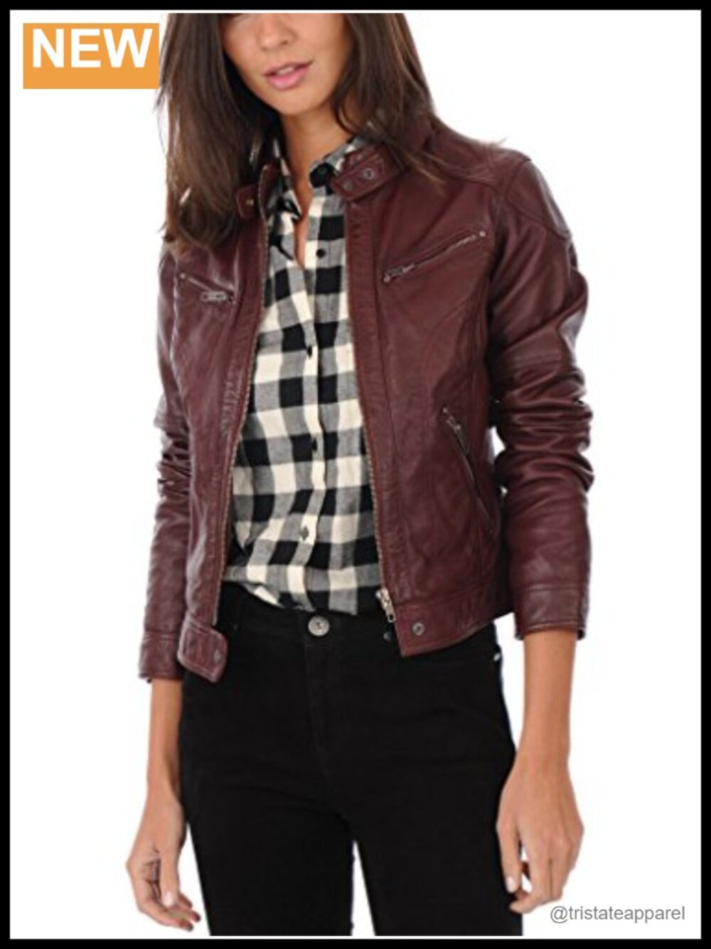 Women's Genuine Lambskin Leather Moto Biker Jacket